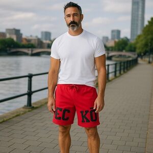 Red and black Ecko Unltd. shorts